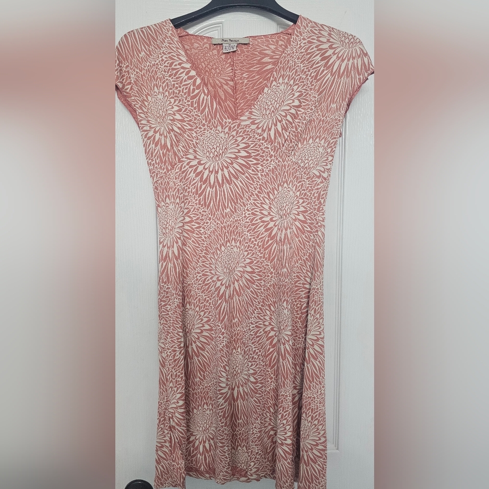 Pink Floral V-Neck Women's Dress